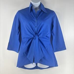 Couleur by Finley Women's Top XL Sylvia Blue Button Up Shirt Tie Waist Tunic